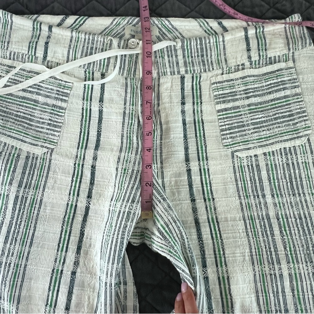 Sundance Pants Women’s XL Gigi Lightweight Relaxed Stripe green White  K - Picture 7 of 8